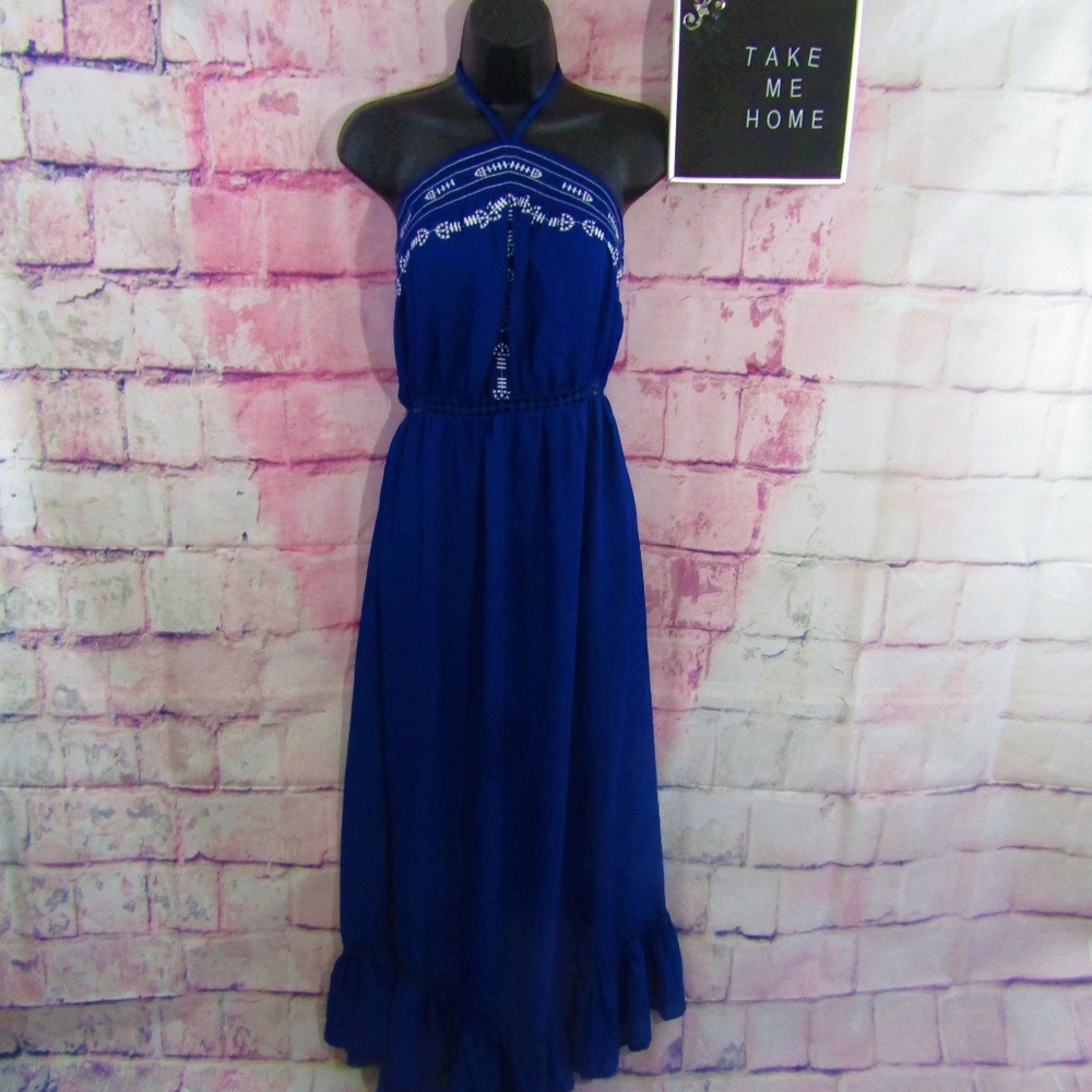 Boho NWT Halter Women's Cut outs Ruffles Dress S